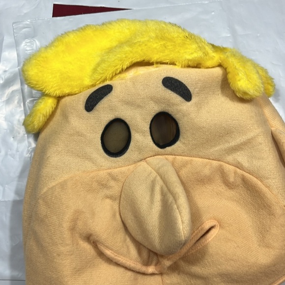 Barney Rubble FACE MASK FLINSTONES Adult size polyester plush COSTUME 1992 vtg - Picture 4 of 11